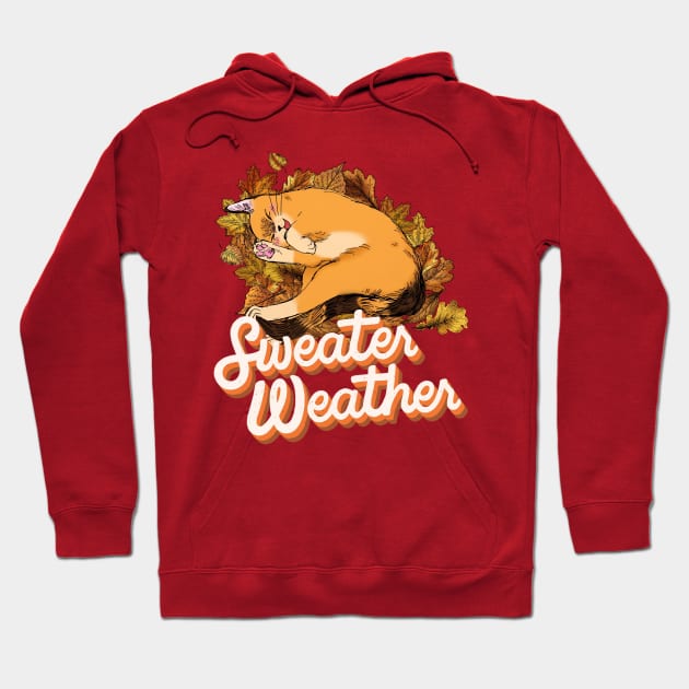 Autumn/Fall Orange Cat Hoodie by Orenji Shirts